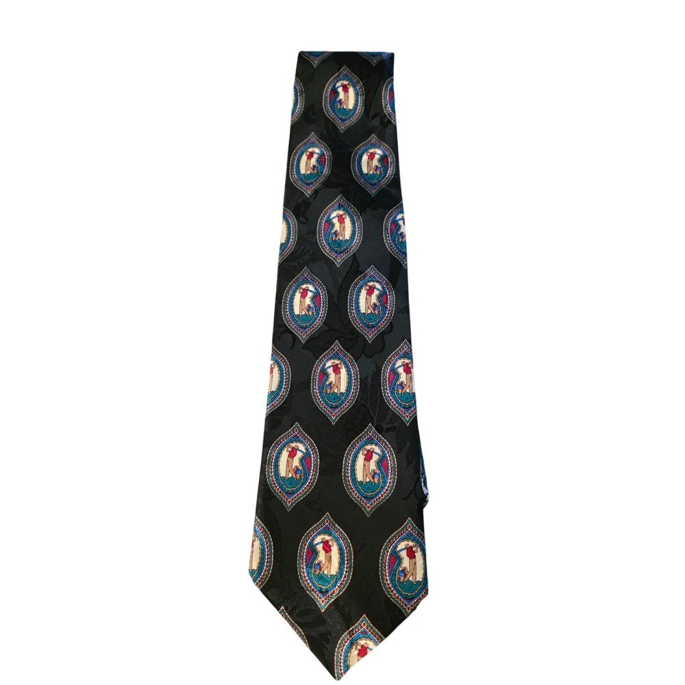 Silk Tie Century‎ Silk Co City-One Hand Made Necktie Golfer